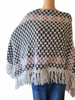 New! Jade Crochet Knit Poncho Shawl